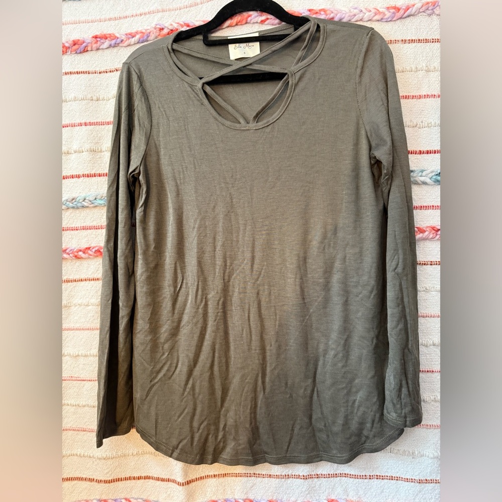 Ella‎ Mara Anthropology Olive Long Sleeve Women's Top NWOT